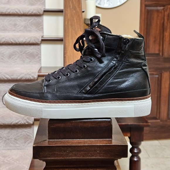 Brusque Unisex Soft Leather High-Tops, Black, EU 40 (US M-7; W-9) - Picture 9 of 16